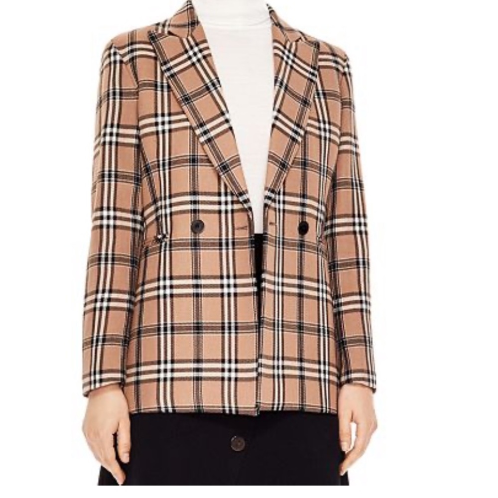 NWT Sandro Sirene Plaid Blazer size 38